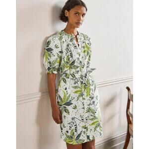 NWT Boden Shirt Dress 100% Linen Womens Sz 20/22 Tropical Button Down Vacation